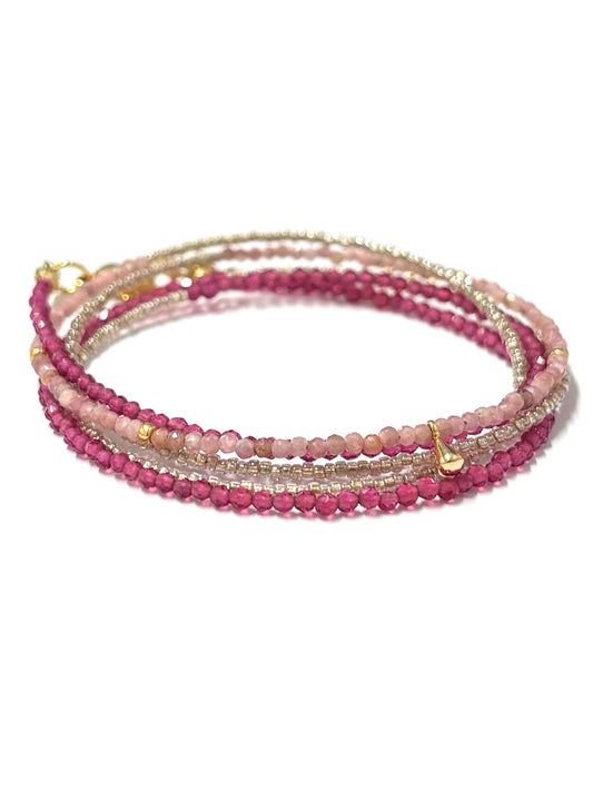 kiki 5 wrap bracelet - 'Jaipur Pink'