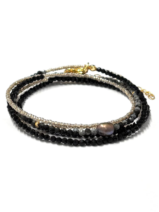 kiki 5 wrap bracelet - 'Black Pearl'